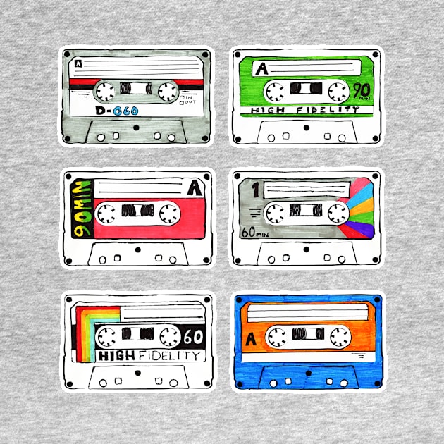 Hand Drawn Cassettes by spiralrewind